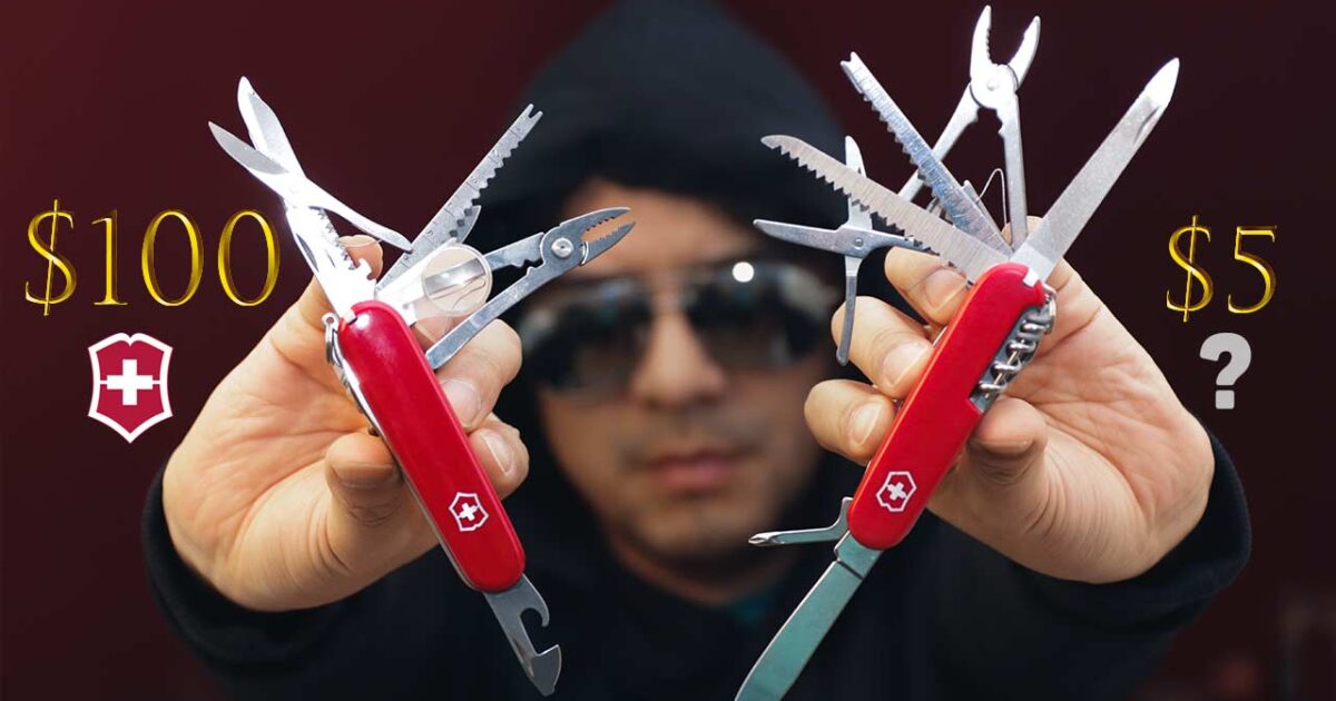 Comparación de navaja suiza Victorinox original y copia
