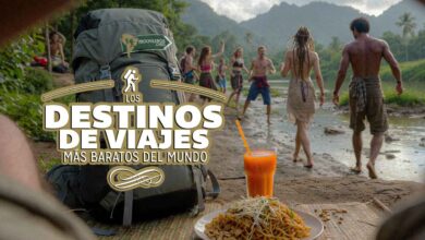 ¿Cuáles son los Destinos Más Baratos Para Viajar en 2026? Destinos de viaje más baratos del mundo en 2026 para viajar con presupuesto mochilero. Top destinos económicos para viajeros ahorrando dinero. Imagen que muestra investigación de Mochileros para encontrar los lugares más baratos para viajar en 2026