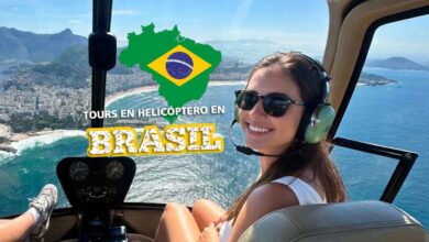 MEJORES 12 Tours en Helicóptero en Brasil con las mejores vistas Tour en helicóptero en Brasil sobrevolando la costa de Río de Janeiro con vista al Pan de Azúcar y playas de Ipanema - Fotografía aérea de alta resolución para guía de viajes premium en Sudamérica.