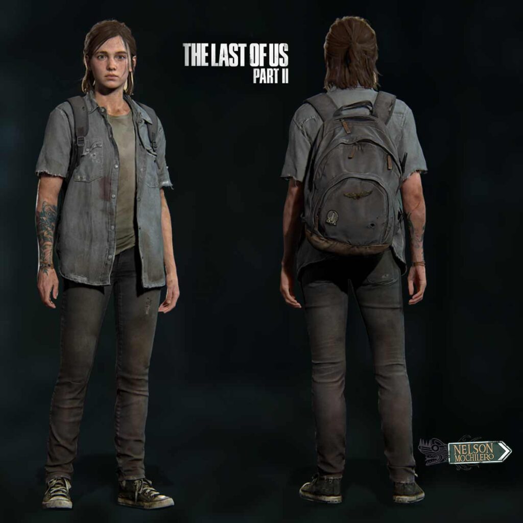 Ellie portando mochila superviviente - The Last of Us II
